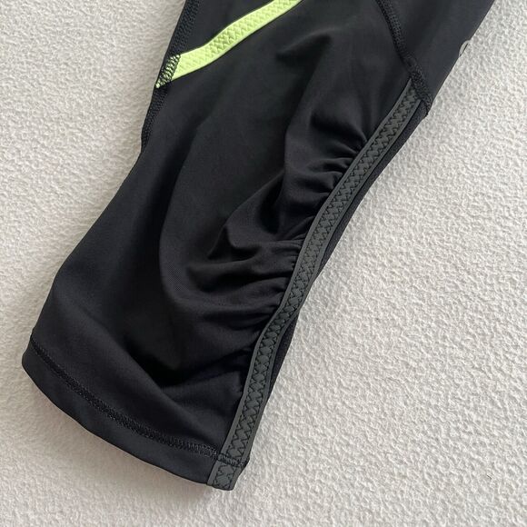 Lululemon Run Pace Crop Black Deauville Stripe Clear Mint Light Grey Pant 4 - Picture 3 of 11